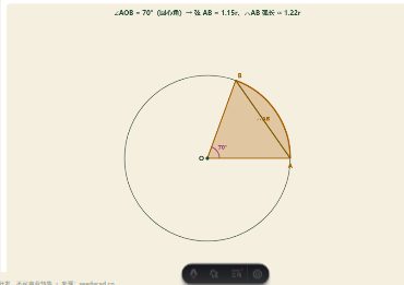 「圆心角、弧与弦的关系」模拟器画面